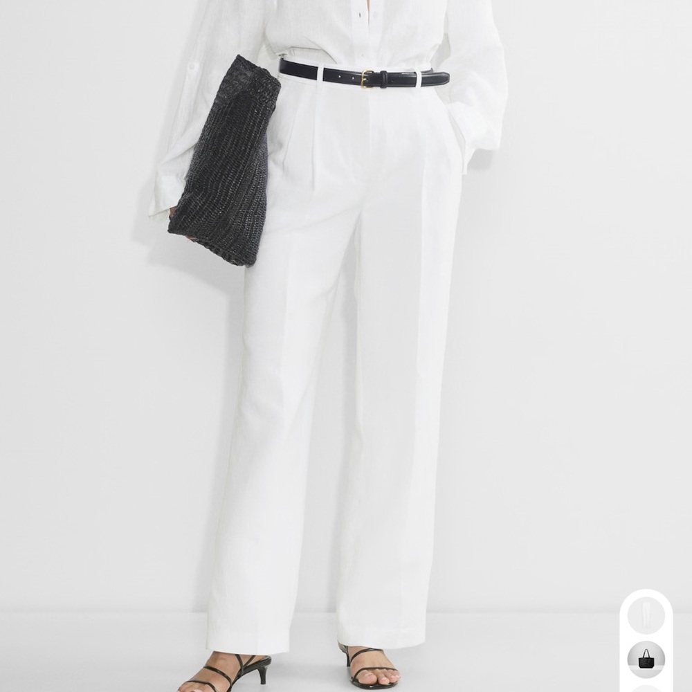 Linen Aritzia Effortless Pant White - Picture 2 of 6